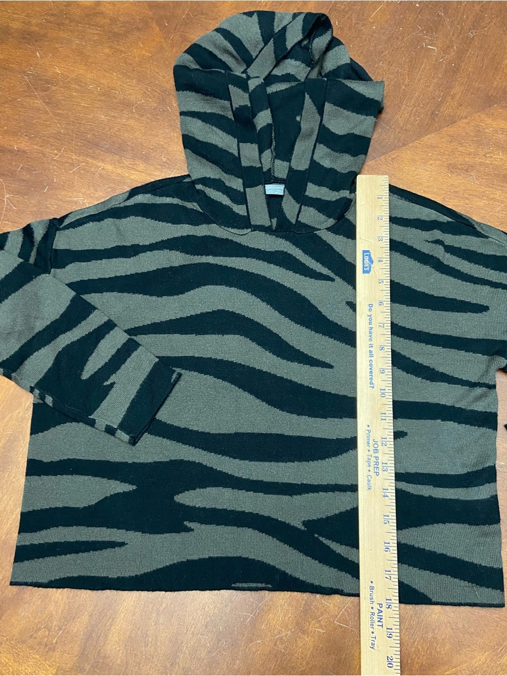 Anthropologie Women's
XS Kasia Knit Hoodie in Olive Green & Black Zebra Print - Picture 8 of 8